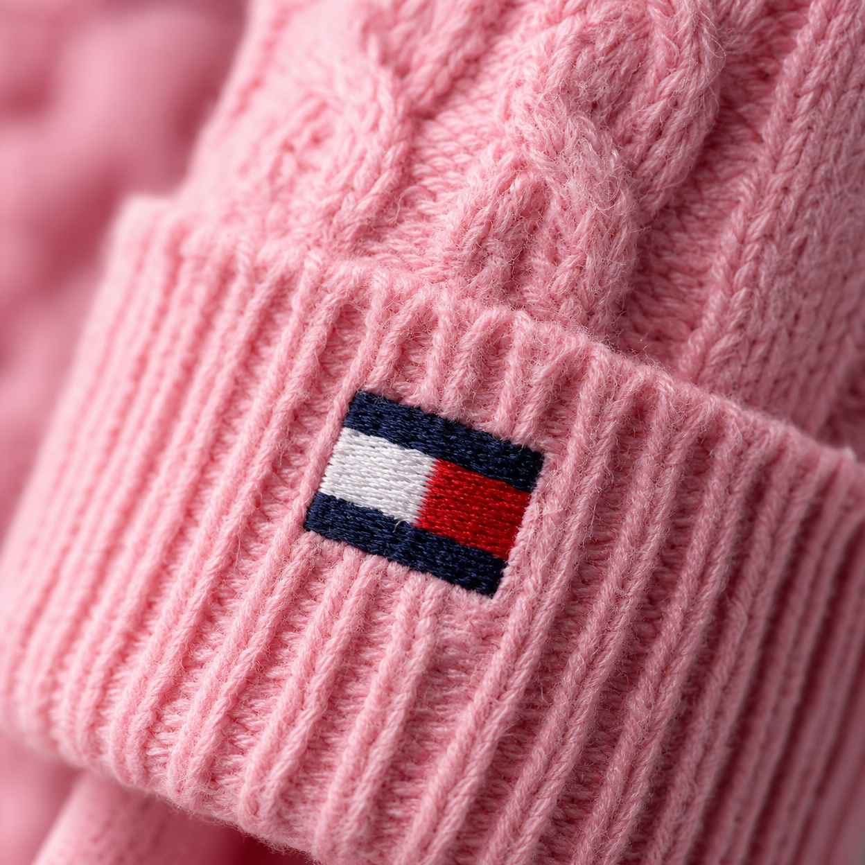 Suéter Tommy Hilfiger de Punto Trenzado Rosa para Mujer - Talla L/G