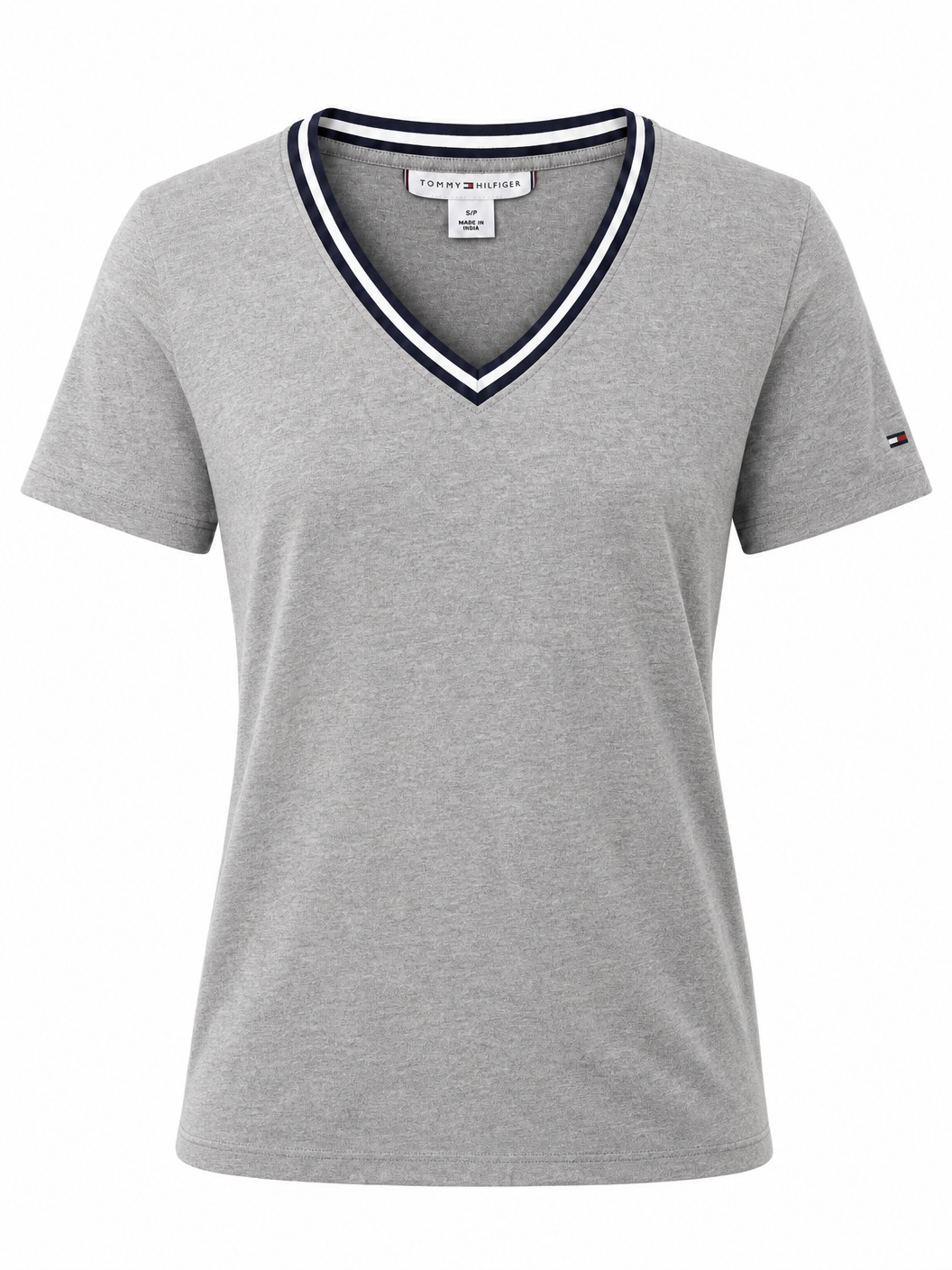 Blusa Tommy Hilfiger Cuello V Gris Jaspeado Talla S/P